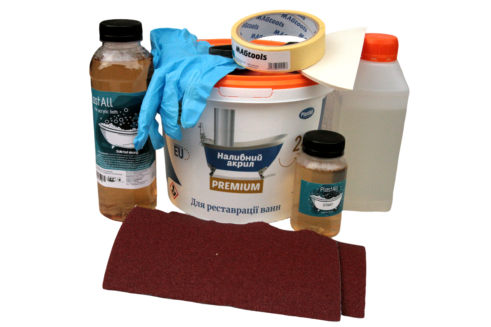 Акрил жидкий Plastall Premium 1,7 м с набором для реставрации ванн (30827901)
