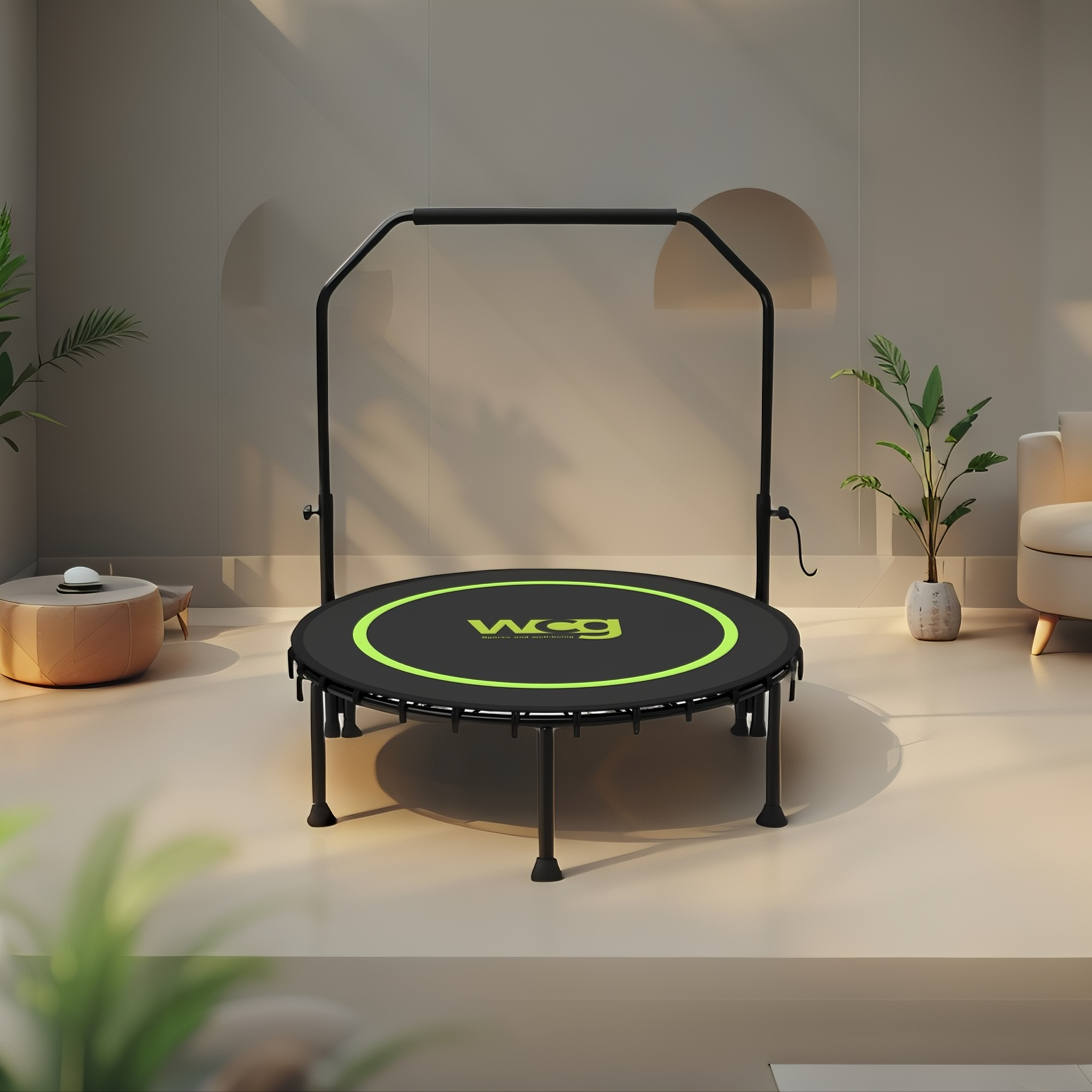 Фитнес-батут круглый с ручкой WCG Rebound 115 см Черный (W-1001 (1)