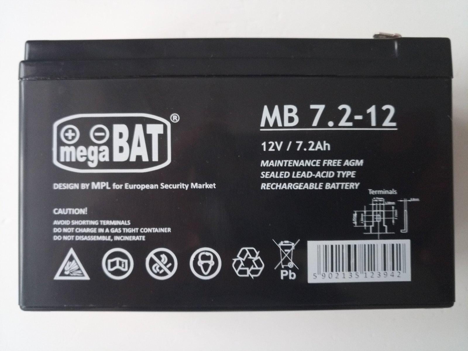 Акумулятор PolBAT PB-12-7,2-A AGM 7,2А 12 B