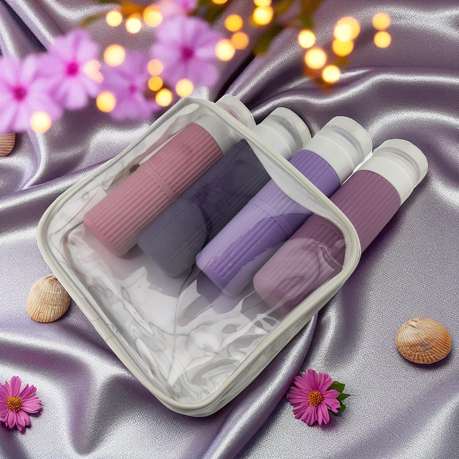 Дорожный набор флаконов для косметики Univerza силиконовый 4 шт. по 90 мл Фиолетовый - фото 15