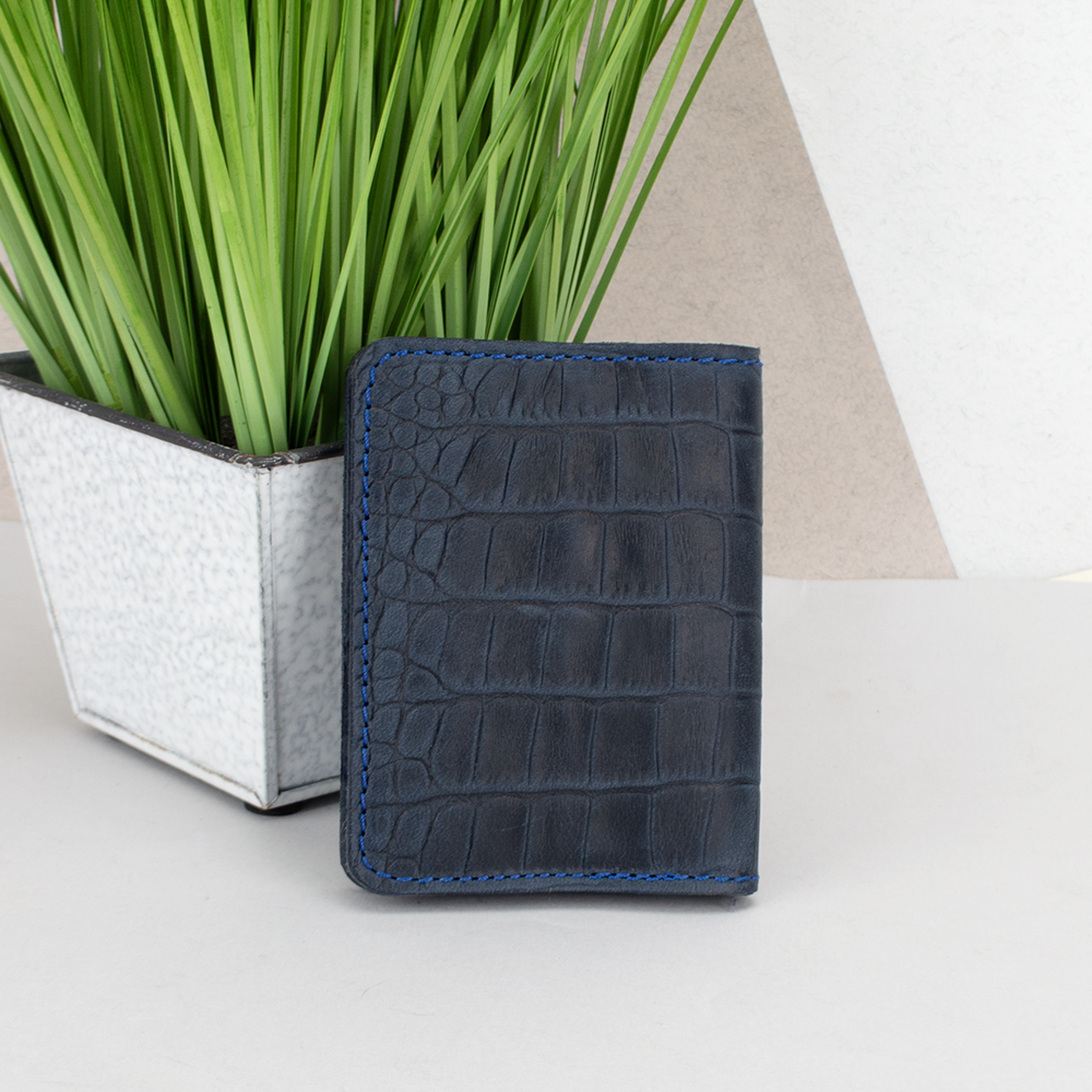 Обложка на ID паспорт Handycover 0037 кожаная под рептилию на кнопке Синий (2329026485)