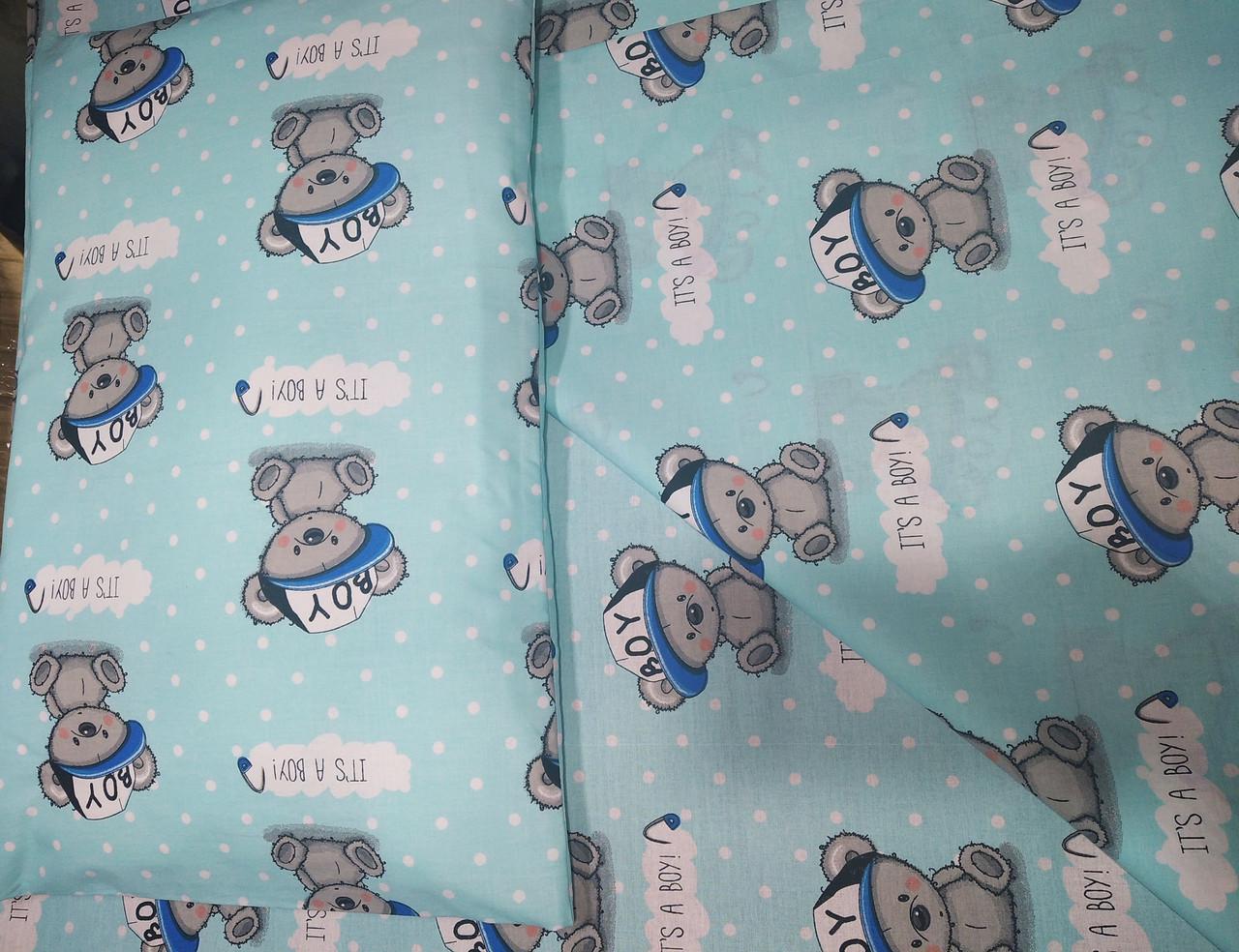 Комплект постельного белья Мишка в кепке 3 пр. Бирюзовый (2104268991) - фото 2 Комплект постельного белья Мишка в кепке 3 пр. Бирюзовый (2104268991) - фото 2