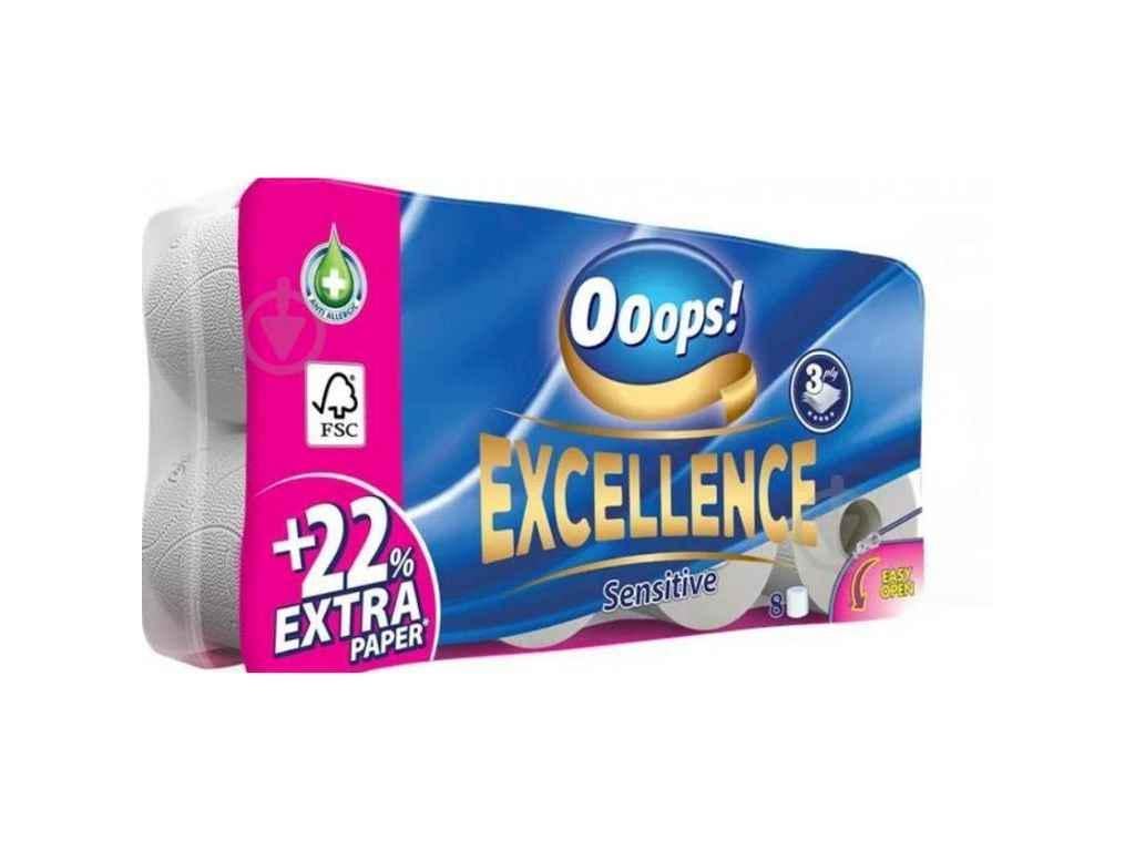 Туалетная бумага Ooops! 8 шт. 3 слоя 150 отр. Excellence (969001)