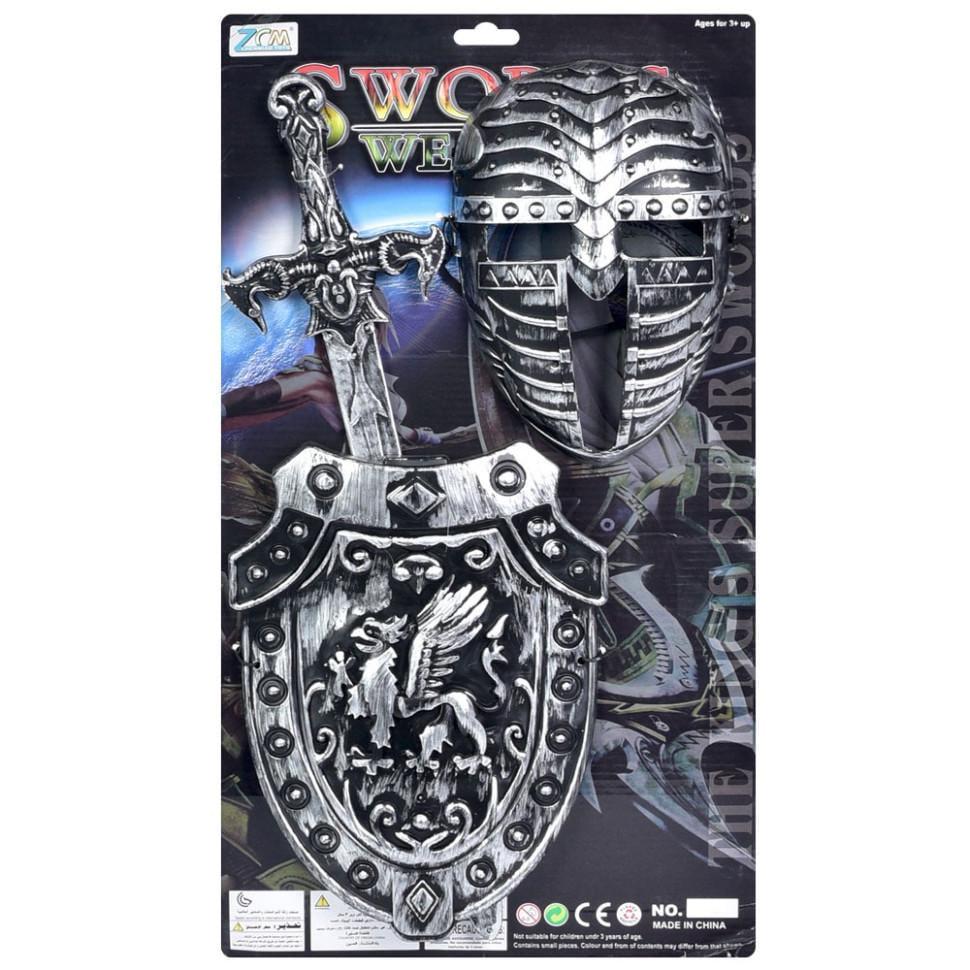 Дитячий ігровий набір Лицарська амуніція 921-14BD щит/маска/меч 49 см Silver (26129255) Дитячий ігровий набір Лицарська амуніція 921-14BD щит/маска/меч 49 см Silver (26129255)