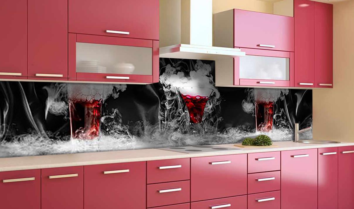 Кухонний фартух Паруючі коктейлі із самоклеючої вінілової плівки 60х300 см Чорний