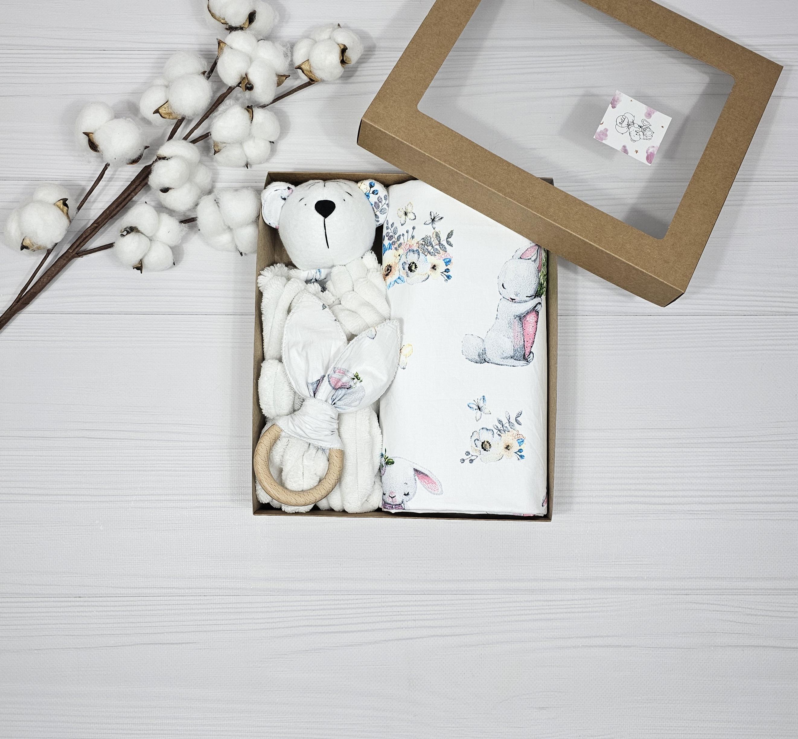 Пеленка с комфортером A.L.Babybox Зайка с мамой белый (NA 24320312)