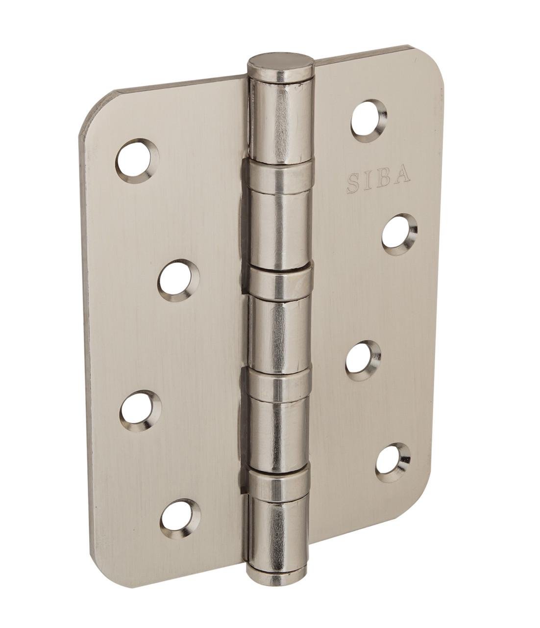 Петля дверна Siba універсальна радіусна 100 мм Матовий нікель (R4 BB 4"х3"х3 мм FHP SN)