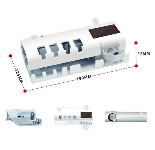 Тримач диспенсер для зубної пасти та щіток автоматичний УФ стерилізатор UKC Toothbrush sterilizer W-020 білий - фото 9