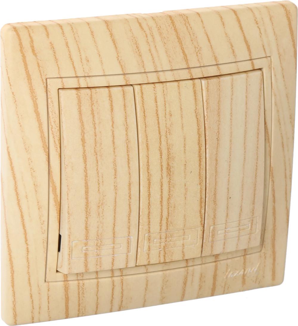 Выключатель трехклавишный Lezard Mira Дуб выбеленный (27549555)