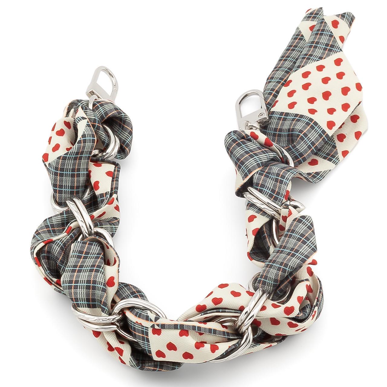 Цепь с лентой Твилли для телефона/сумки 30х1,6 см Plaid Red Heart принтированная (ТФ0030л12)