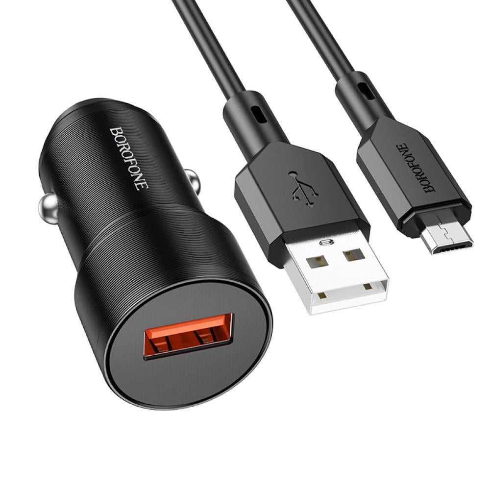 Зарядний пристрій автомобільний Borofone BZ19A Wisdom QC3,0 18W Micro Black (27263792) Зарядний пристрій автомобільний Borofone BZ19A Wisdom QC3,0 18W Micro Black (27263792)