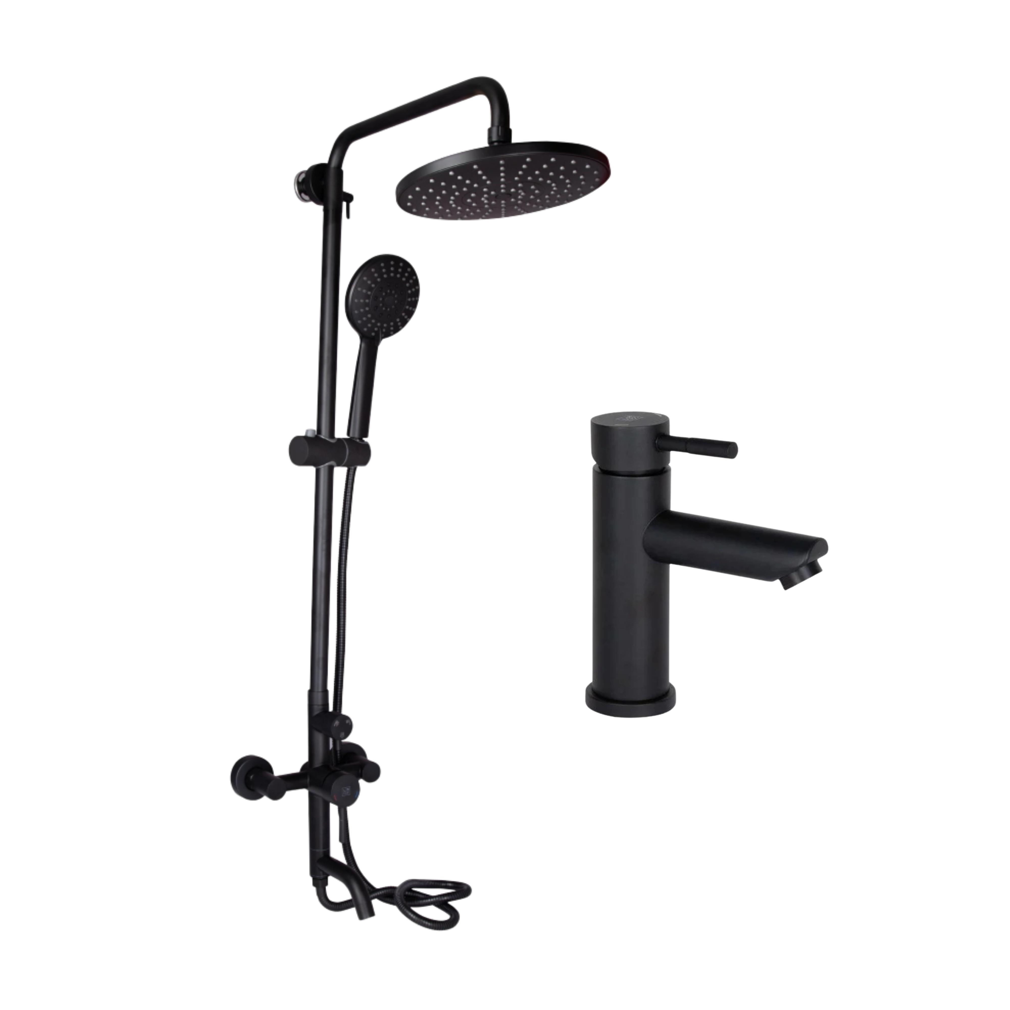 Комплект смесителей Lidz Aria душевая система и для раковины 2 шт. Black (LDARI1030BLA43373/LDARI001FBLA43367)