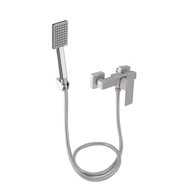 Змішувач для душу Lidz Kubis 010 з душовим гарнітуром k35 LDKUB010NKS28535 Nickel