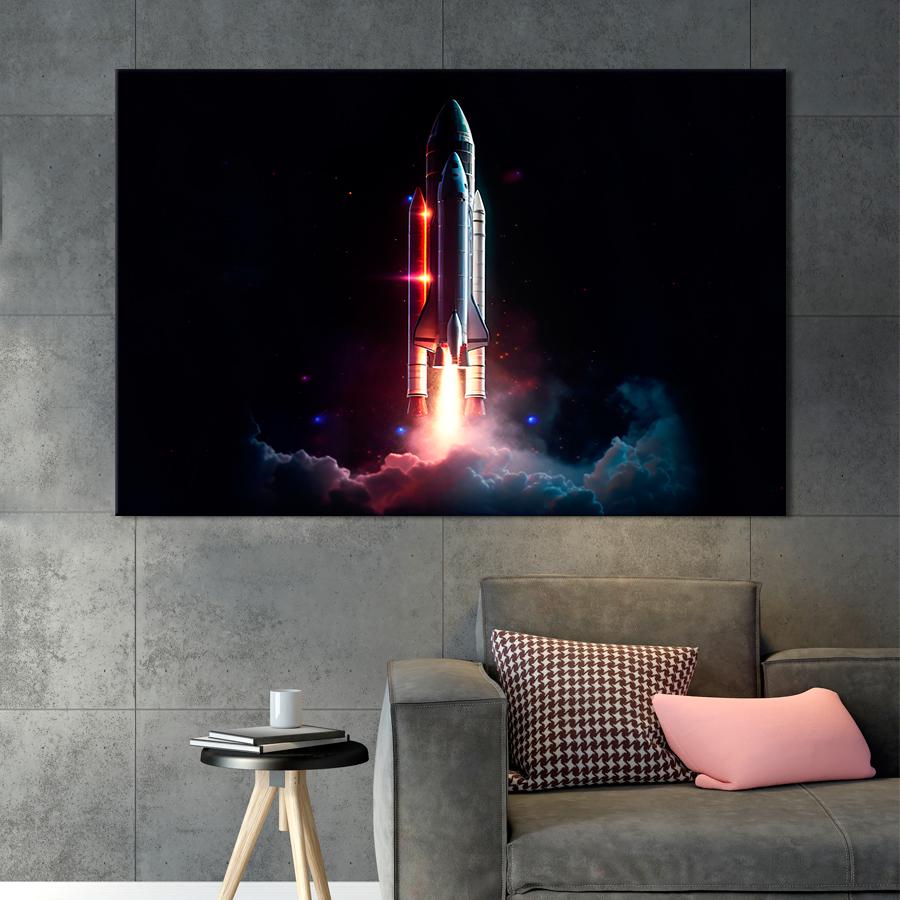 Картина космос Ракета в космосе 120x80 см (A1309-1)