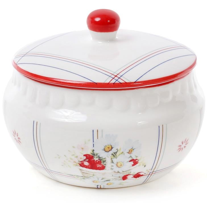 Банка-горшок фарфоровая Земляничная фантазия 500 мл с крышкой (BD-940-139)