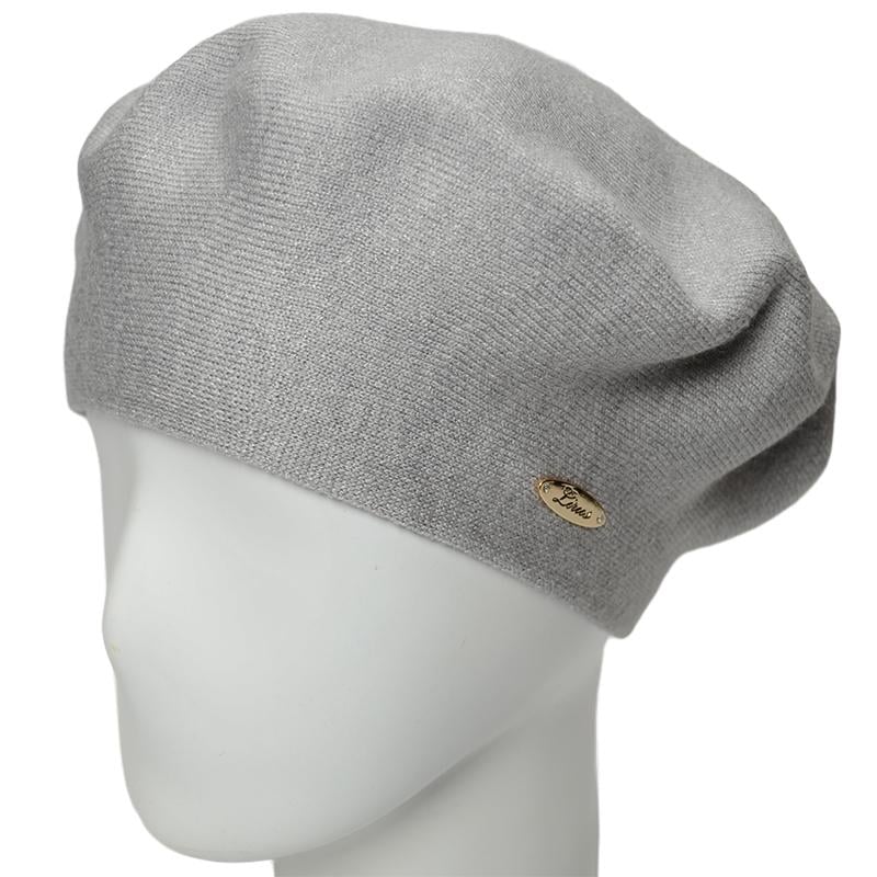 Берет жіночий подвійний Novita Софі з віскози теплий м'який L р. 57-58 Сірий меланж