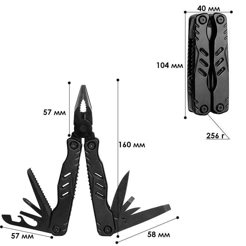 Мультитул Mancheng Hardware PA-31 многофункциональный плоскогубцы/ножи/пилки/открывалка/отвертки Black (1906536634) - фото 8