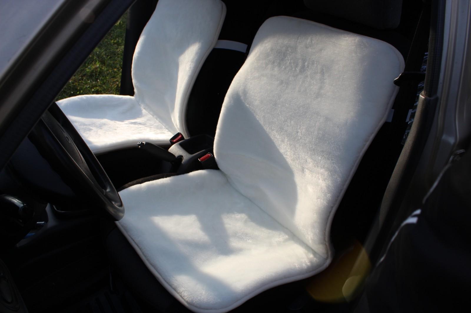 Накидка на сиденье автомобиля из овчины Sheepskin эко-шерсть 2 шт. Белый (714)