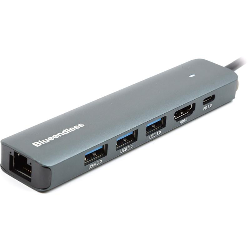 Хаб USB Blueendless USB Type-C HDMI LAN 3xUSB 3.0 Type-A USB Type-C PD100W