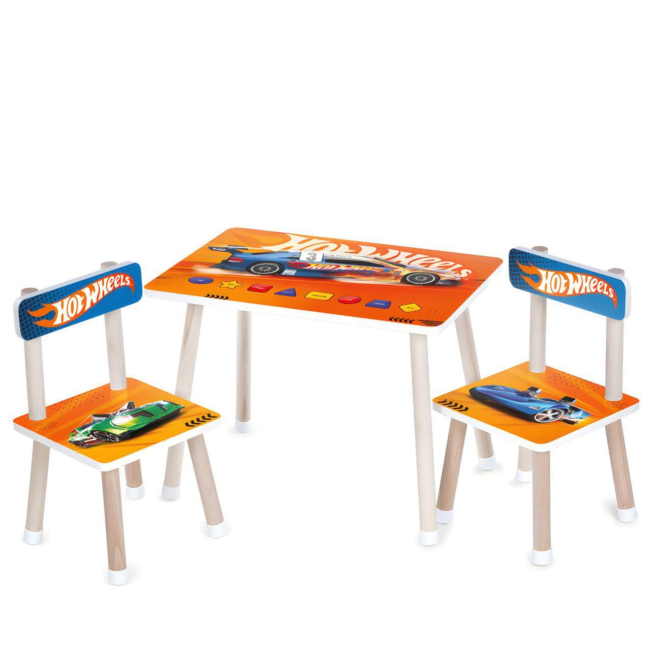 Детский стол Bambi M 501-5 Hot Wheels деревянный с двумя стульчиками геометрические фигуры (24727607)