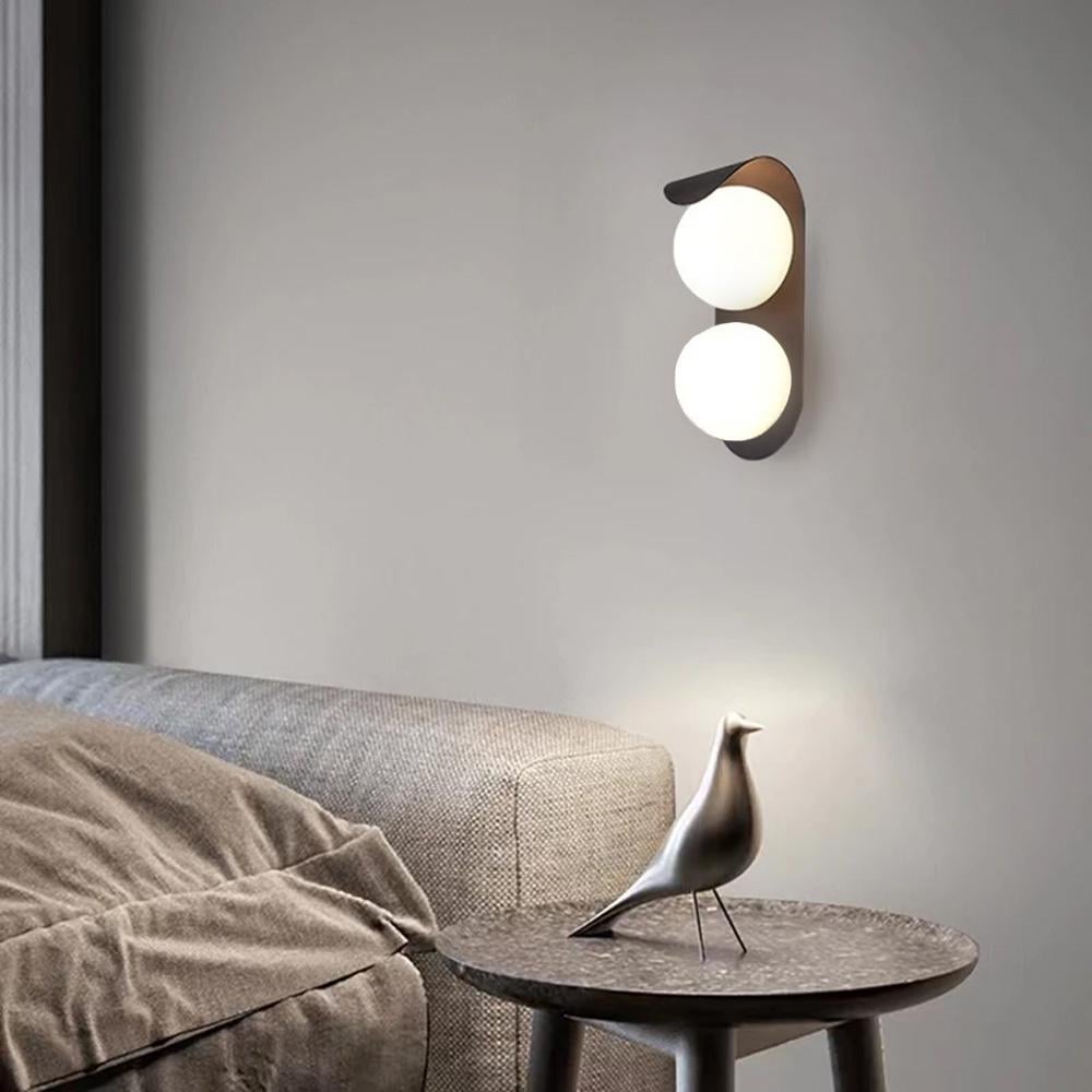 Бра Line.F WB 17/2 BK с 2-мя белыми плафонами Черный (3213_6462)