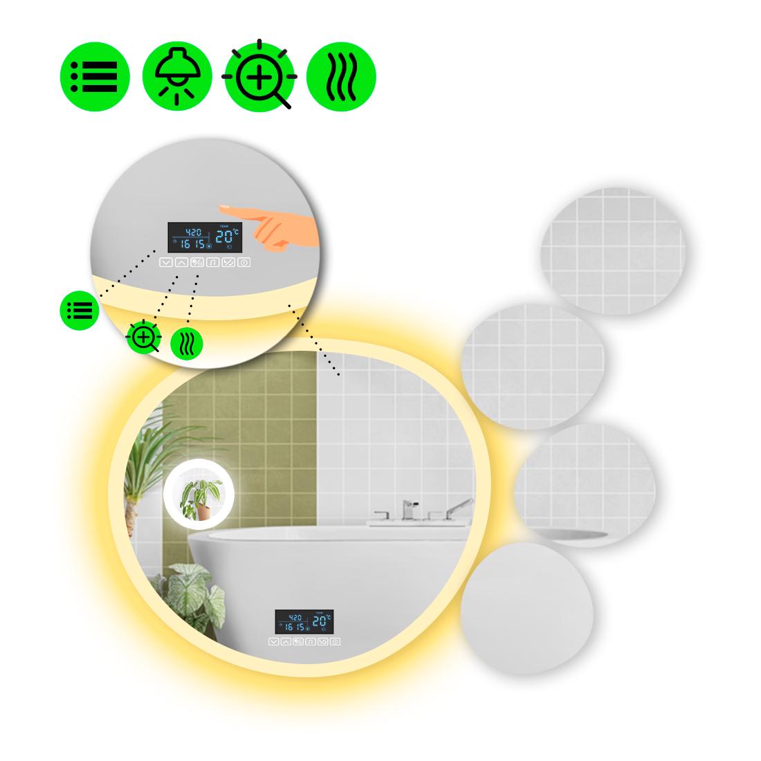 Зеркало с LED подсветкой Acqua 3 с Smart-блоком линзой с подсветкой и подогревом 120x120 см (Acqua3-63)