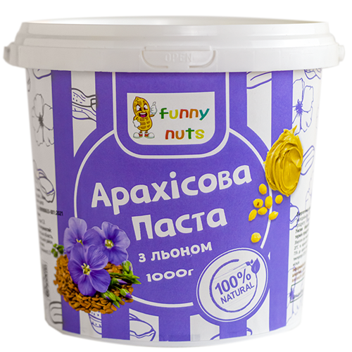 Арахісова паста FunnyNuts з льоном 1000 г (1696185204)