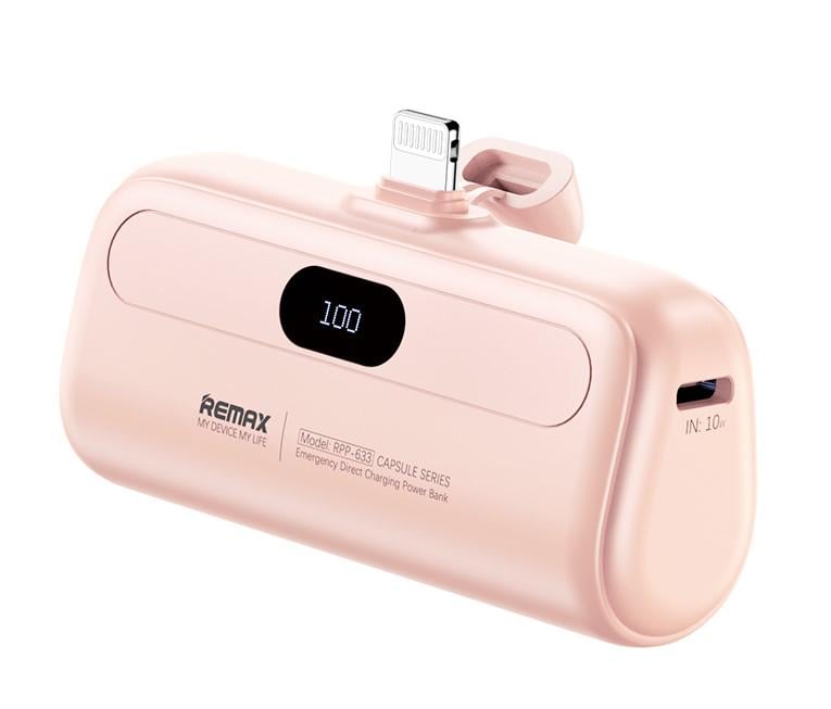 Повербанк Remax RPP-633 5000 Lightning Plug Emergency Pink (101175) - фото 1 Повербанк Remax RPP-633 5000 Lightning Plug Emergency Pink (101175) - фото 1