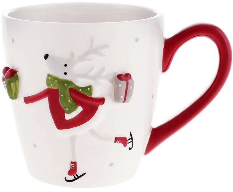 Кружки керамические Олень с подарком 2 шт. 470 мл