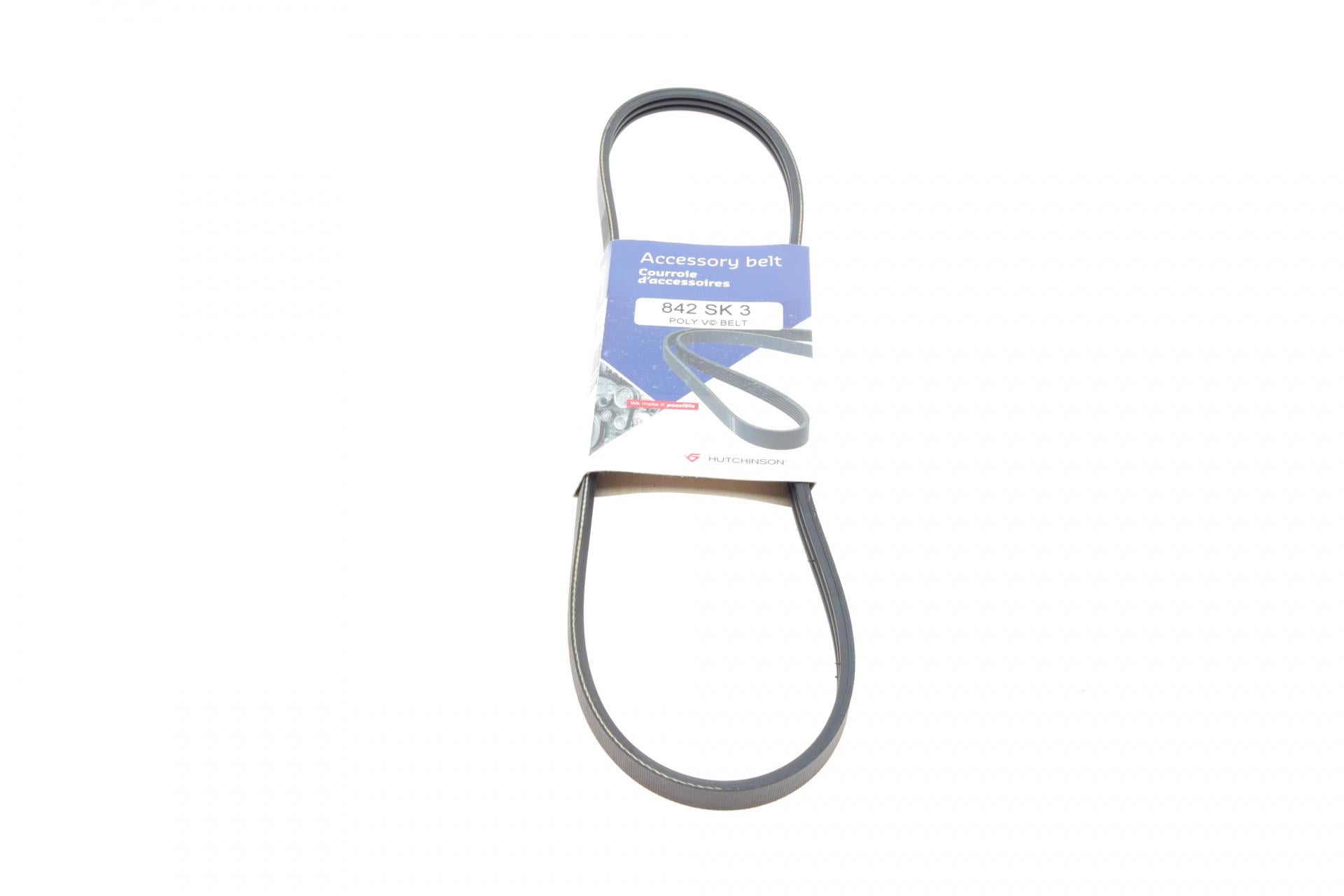 Ремінь генератора HUTCHINSON Mitsubishi Outlander 2.2 DI-D 12-/Lancer 1.8DI-D 10- 3PK842 842 SK (3)