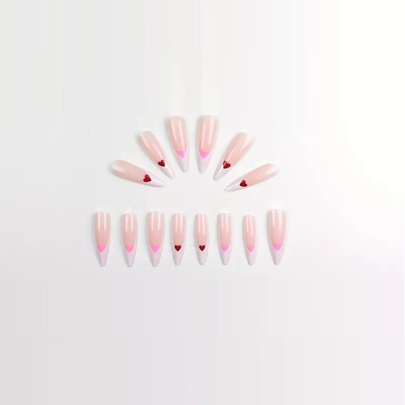 Накладні нігті Френч кольорові серця з клейовими пластинами 24 шт. Білий з рожевим (2689612582) - фото 6 Накладні нігті Френч кольорові серця з клейовими пластинами 24 шт. Білий з рожевим (2689612582) - фото 6