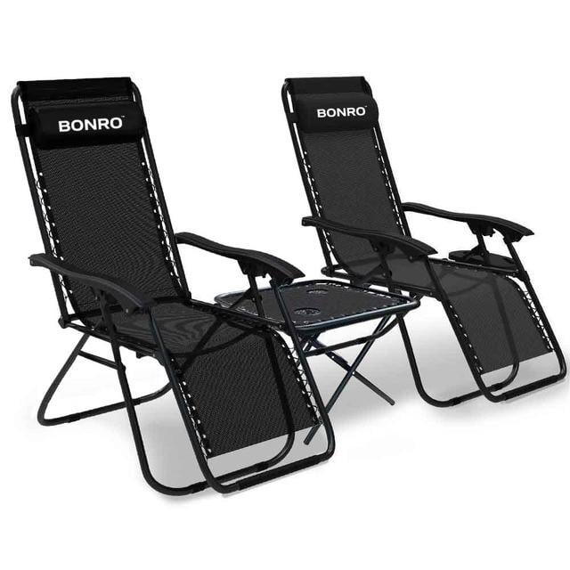 Набор 2 шезлонга со столиком Bonro SP-167A Черный (2976872396)