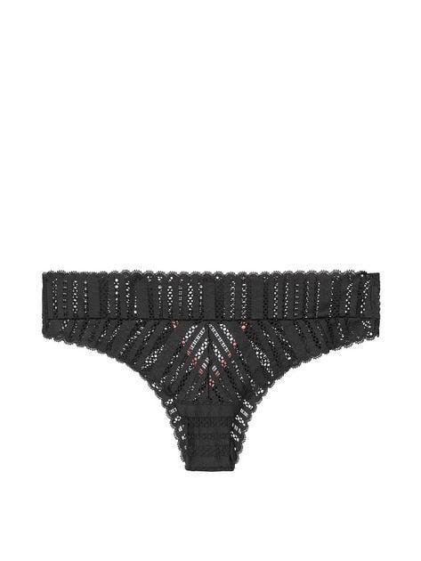 Трусики Victoria's Secret Lace Cutout Cheeky Panty S Черный (24534269)