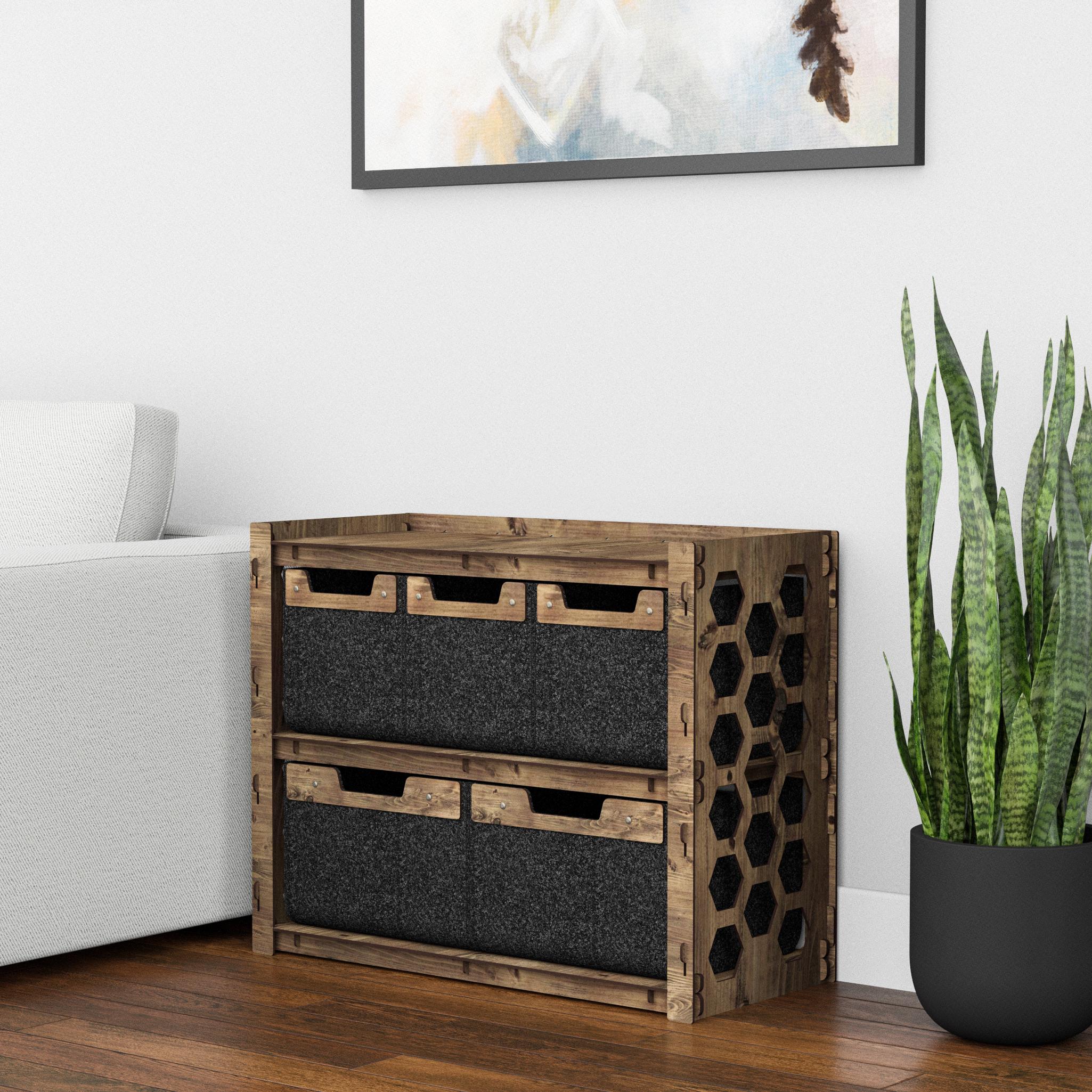 Комод в детскую деревянный низкий Hexagonica Honeycomb на 5 ящиков черные корзины 600х750х345 мм (119973) - фото 6 Комод в детскую деревянный низкий Hexagonica Honeycomb на 5 ящиков черные корзины 600х750х345 мм (119973) - фото 6