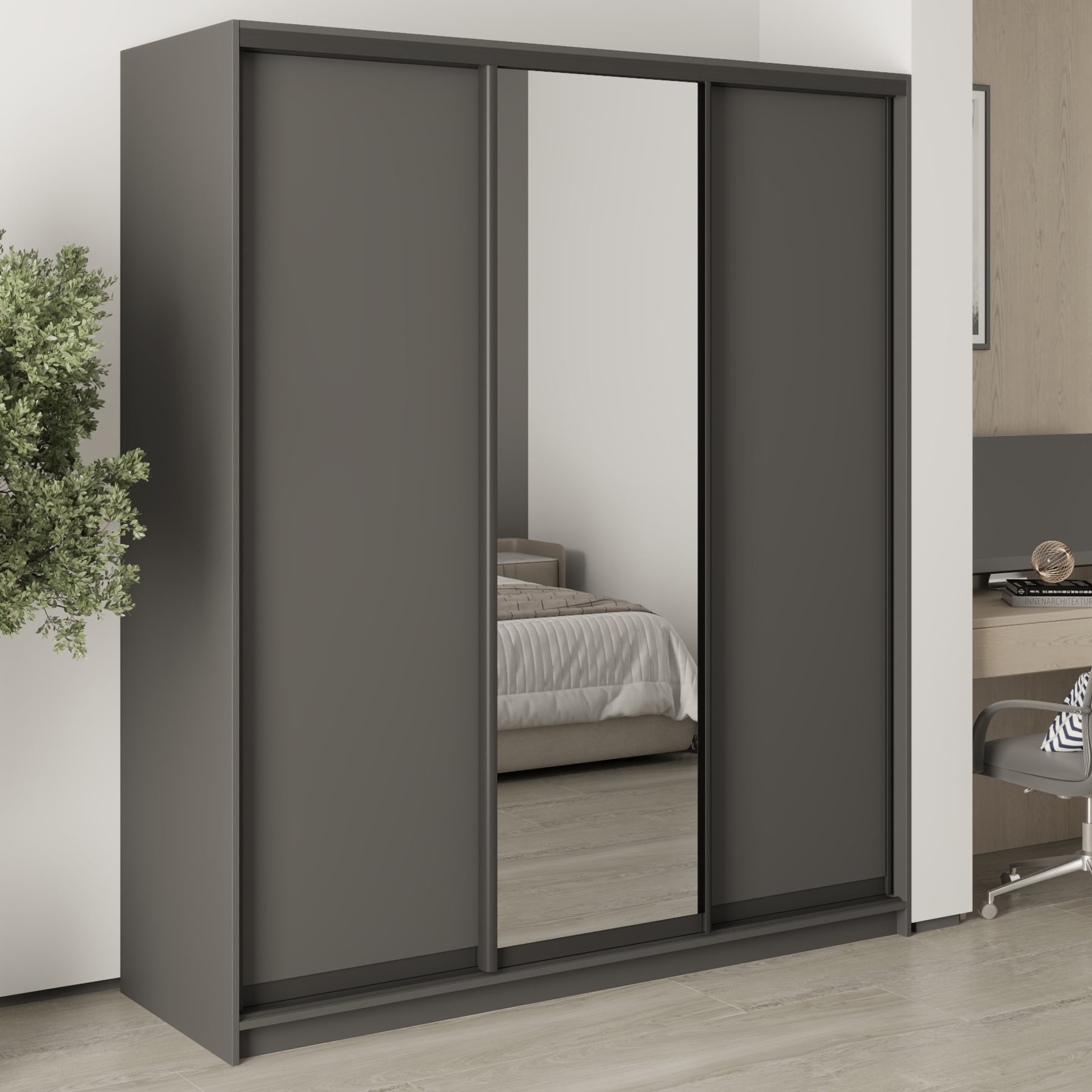 Шкаф-купе трехдверный Mebel Star Стандарт BG MBS-8346 180х60х210 см Антрацит (1007757) Шкаф-купе трехдверный Mebel Star Стандарт BG MBS-8346 180х60х210 см Антрацит (1007757)