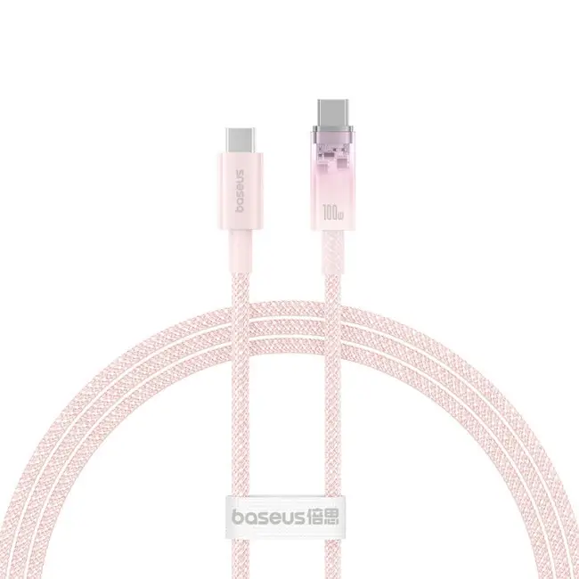 Кабель BASEUS Explorer Series Fast Charging with Smart Temperature Control Cable Type-C to Type-C P10319703411-00 100W 1 м Pink