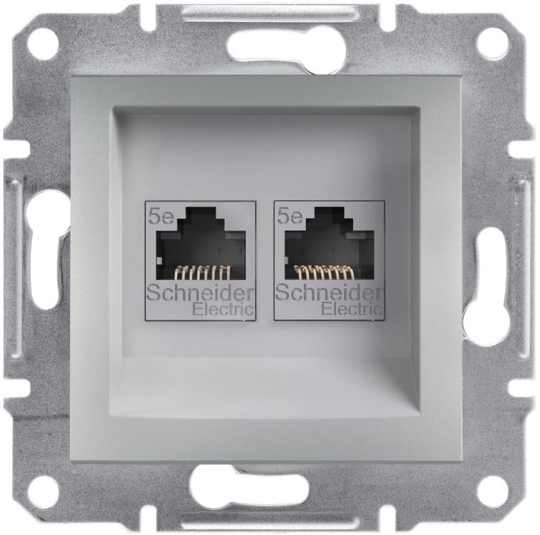 Розетка компьютерная Schneider Electric Asfora RJ45 UTP 5E ABS Алюминий (EPH4400161)