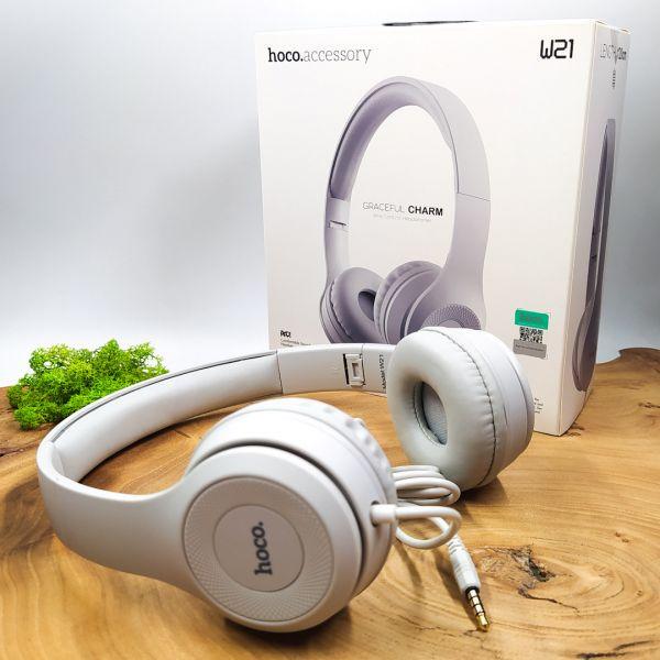 Навушники дротові з мікрофоном Hoco W21 Gray (9284813)