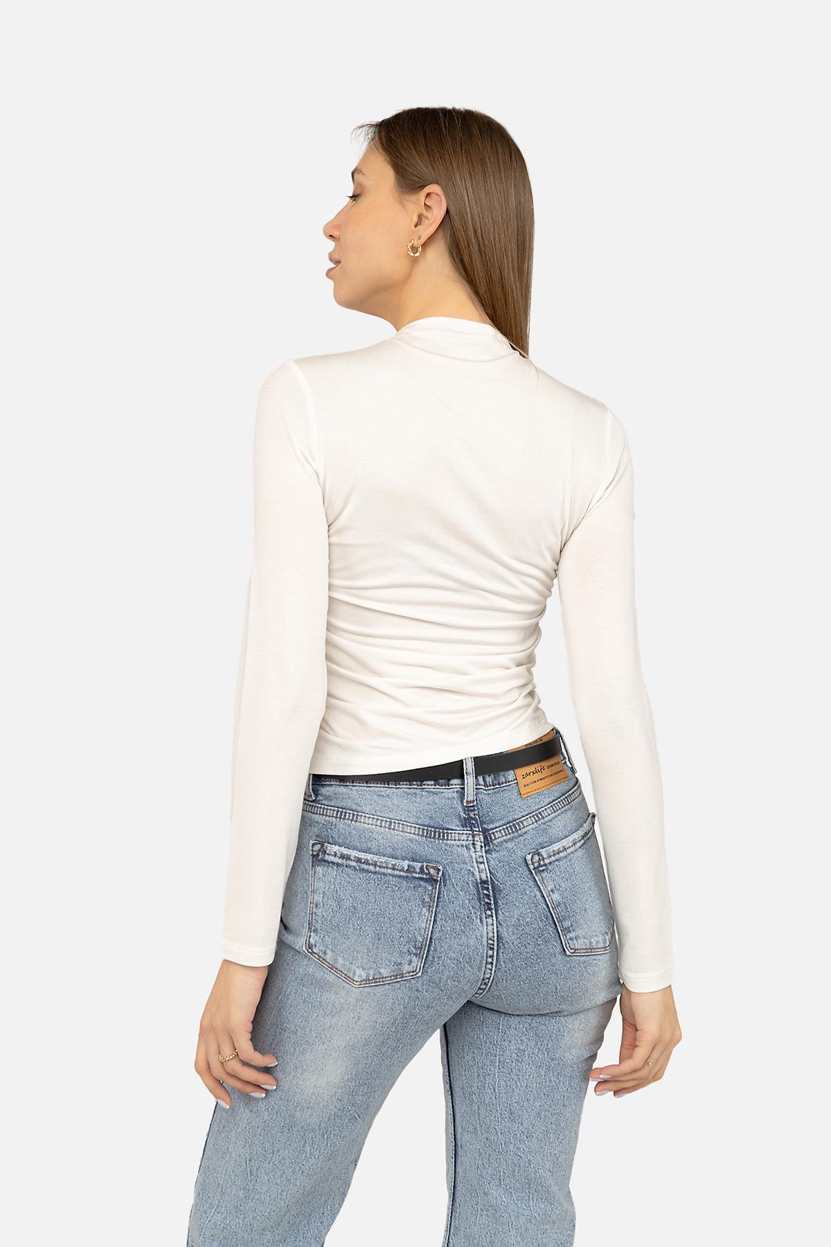 Футболка з довгим рукавом жіноча ЦБ-00271965 р. 44 Молочний (SKT001050099) - фото 3 Футболка з довгим рукавом жіноча ЦБ-00271965 р. 44 Молочний (SKT001050099) - фото 3