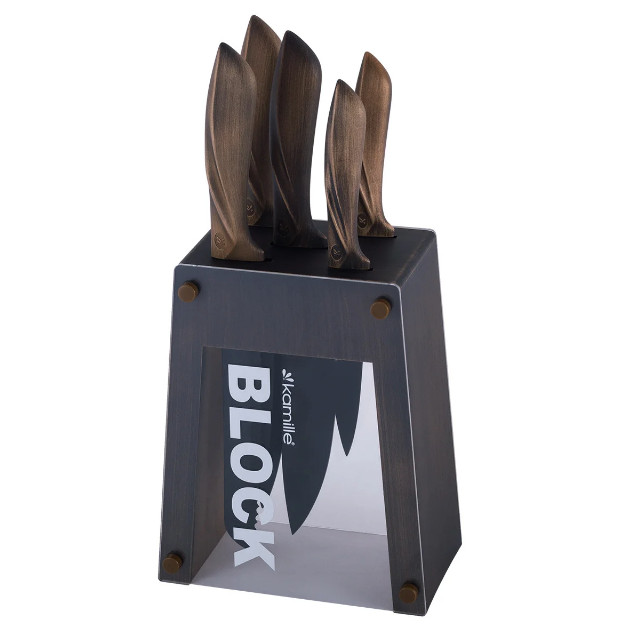 Набор ножей Kamille 6 пр. на подставке (KM-5166)