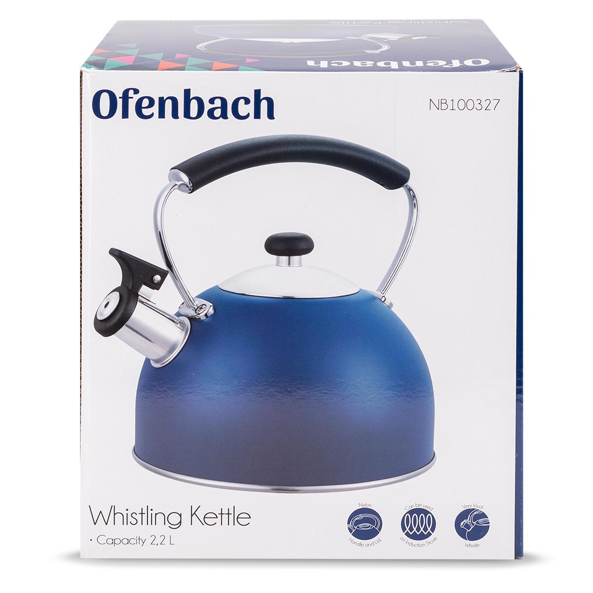 Чайник зі свистком та нейлоновою ручкою Ofenbach KM-100327 із нержавіючої сталі 2,2 л Синій (150-84-100327) - фото 3