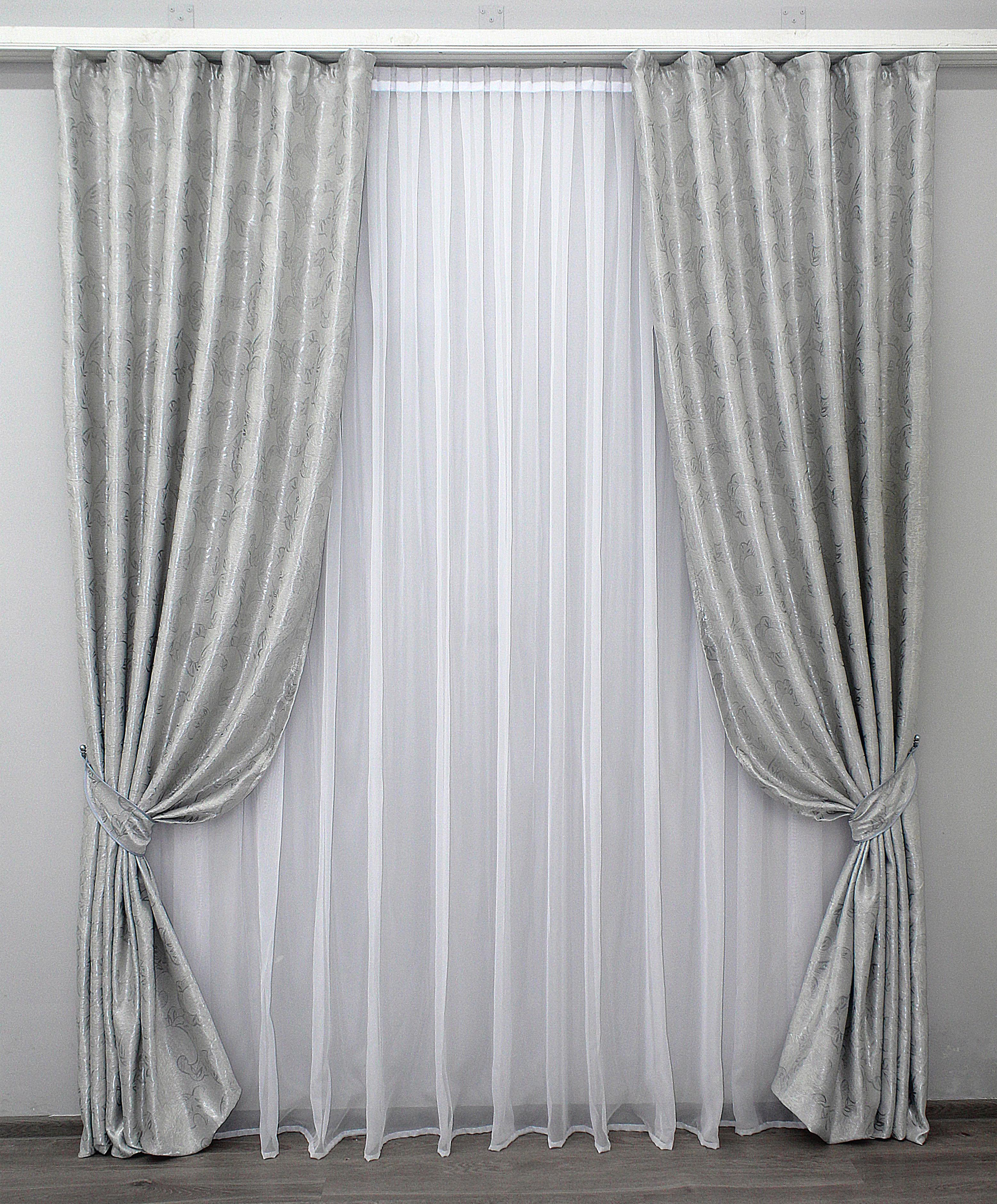 Комплект готовых штор VR-Textil Блэкаут-софт Дамаск № 1050ш 100х280 см 2 шт. Серый (31-538)