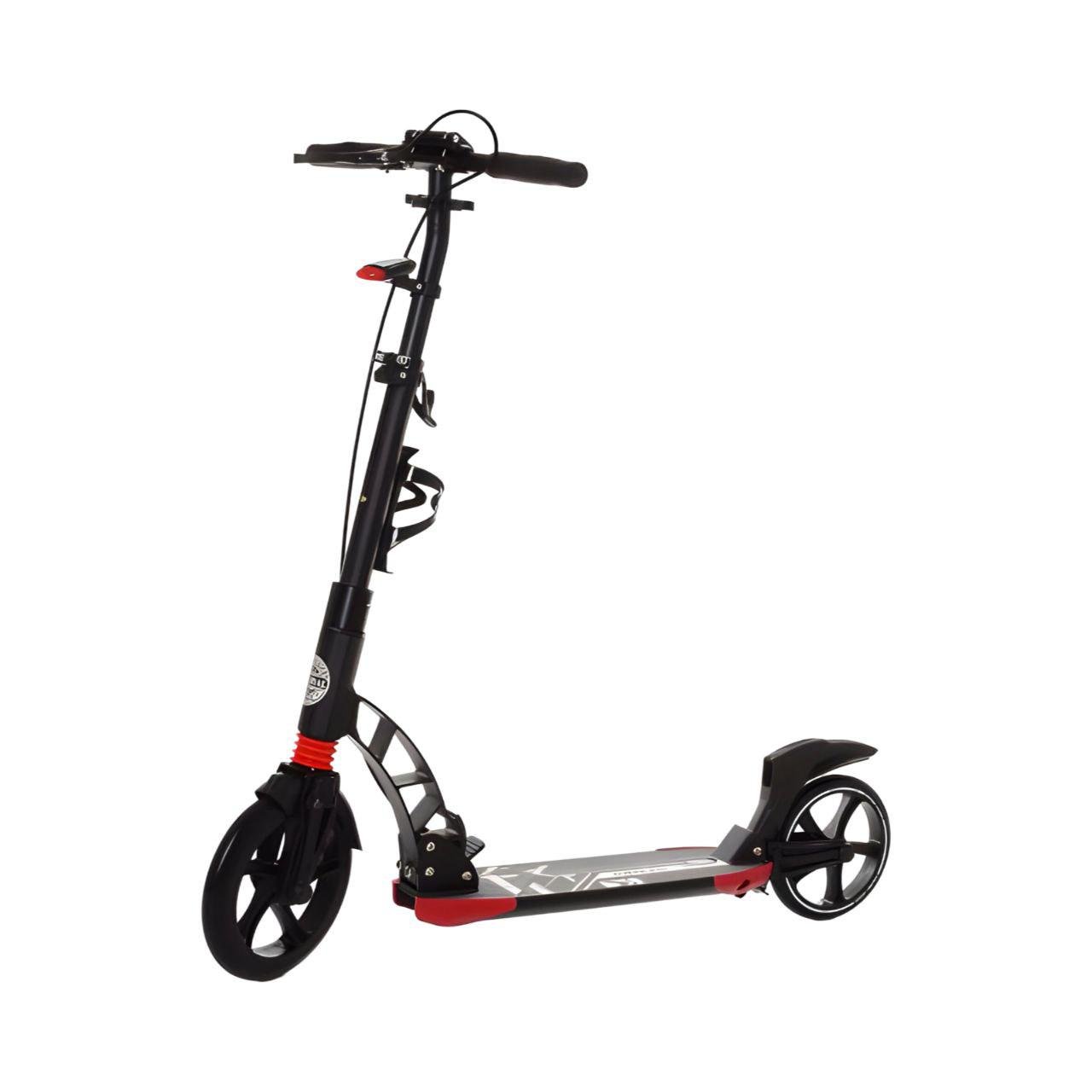 Самокат SR 2-014-B дисковый тормоз/амортизатор/фара/подстаканник для взрослых Черный (25562110)