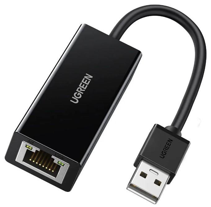 Адаптер сетевой UGREEN CR110 USB 2.0 10 100 Network RJ-45 Ethernet Card Adapter 10 см Black