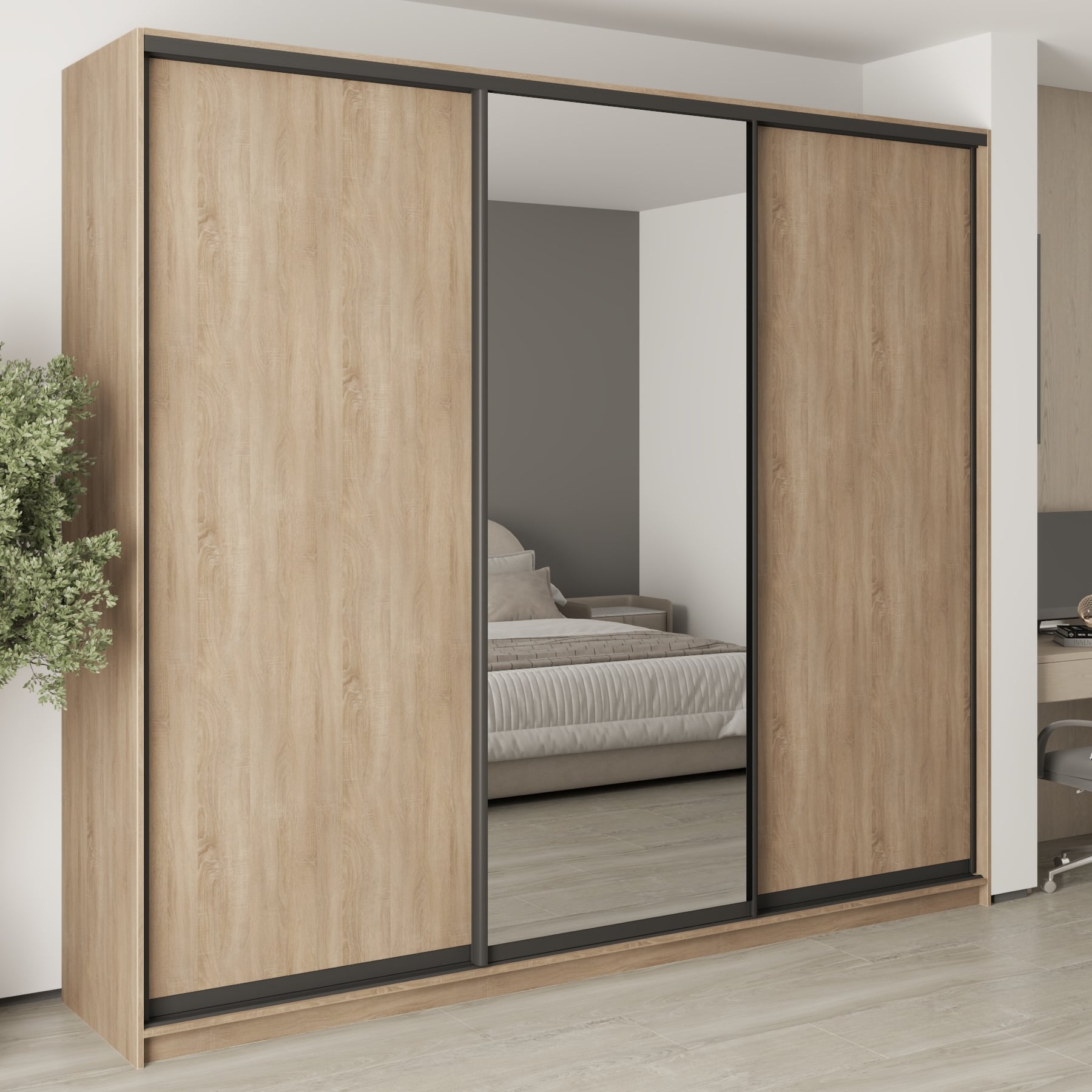 Шкаф-купе трехдверный Mebel Star Комбо BG MBS-9637 270х45х240 см Дуб сонома (1009626)