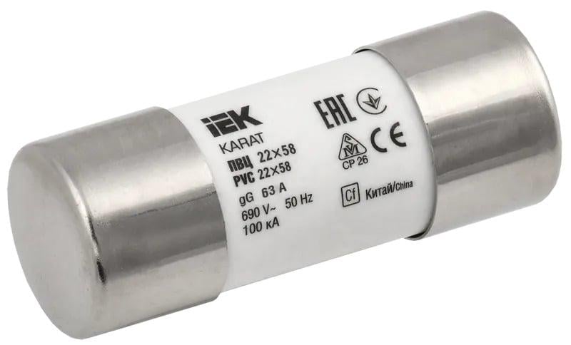 Предохранитель цилиндрический плавкий УЕК KARAT 63А gG 22х58 мм (MFL30-063) Предохранитель цилиндрический плавкий УЕК KARAT 63А gG 22х58 мм (MFL30-063)