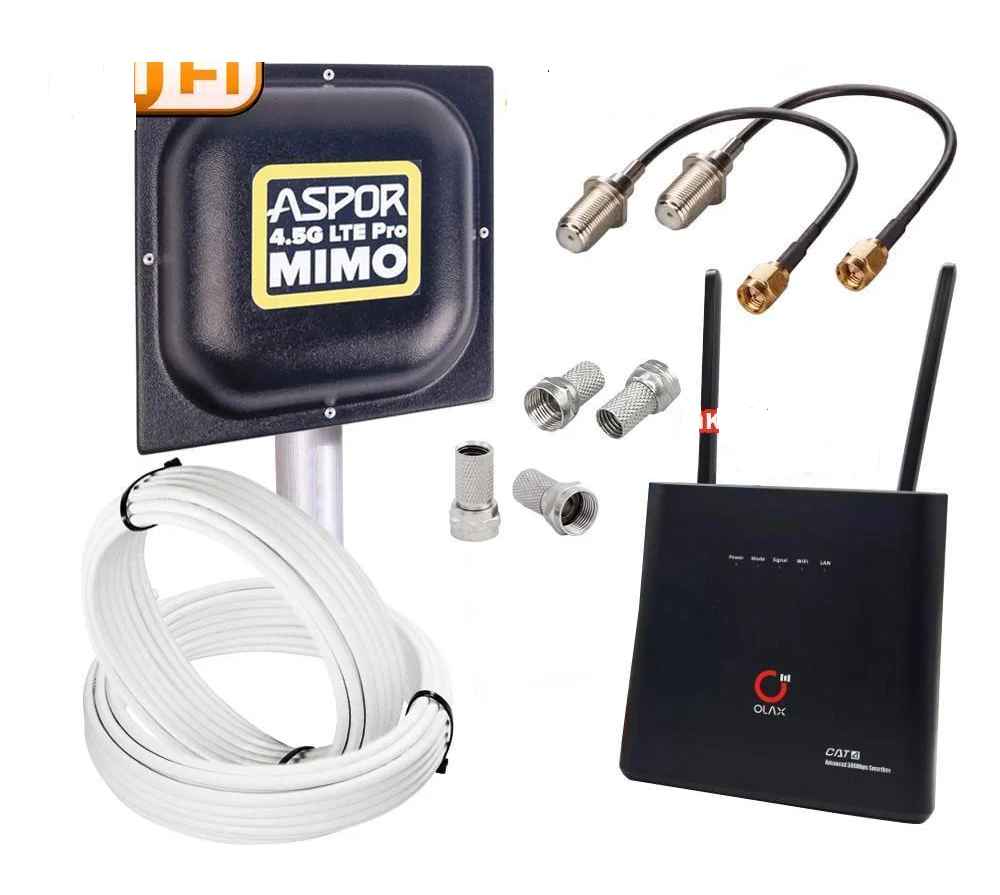 Комплект с Wi-Fi роутером Olax AX9 Pro и антенной 4.5G LTE MIMO Aspor T800 до 150 Мбит/с (2052448361)