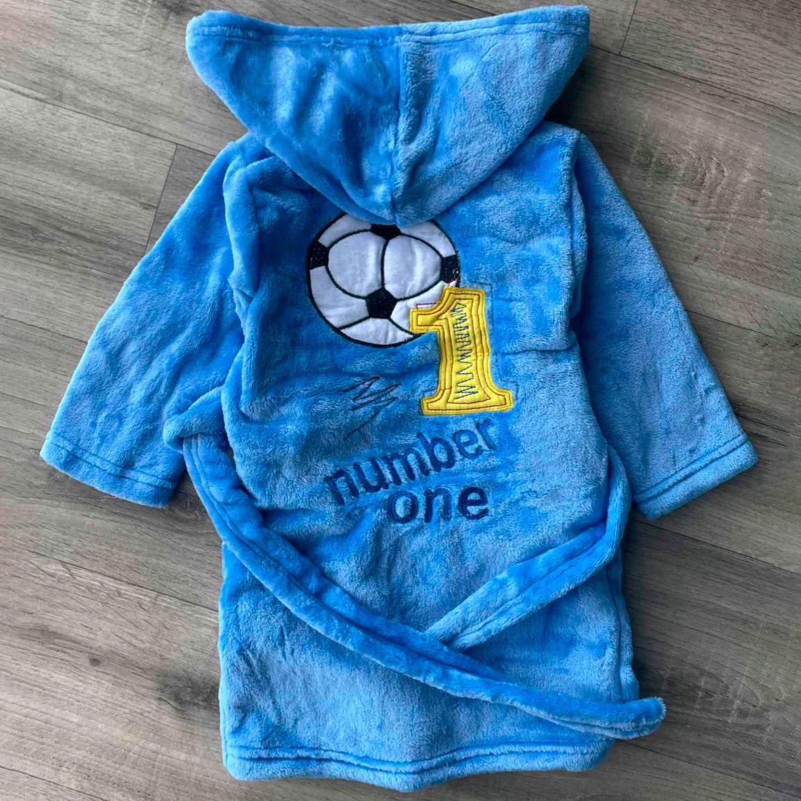 Халат махровый детский Number One с капюшоном 5-6 лет 110-116 см Синий (24054935)