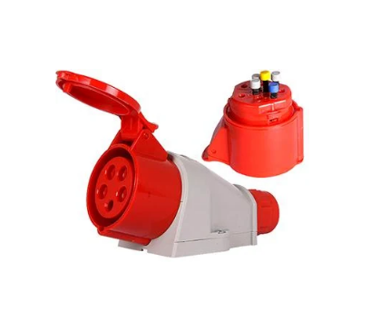 Силова розетка E.NEXT 3P+N+PE 16А 400 В стаціонарна безгвинтова IP44 Червоний (125S)