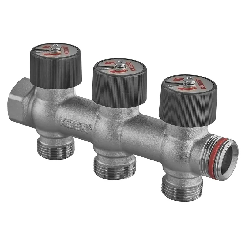 Коллектор вентильный без фитинга KOER KR.1128-3 3/4"x3/4"x3/4"x3 Ways (KR5872) Коллектор вентильный без фитинга KOER KR.1128-3 3/4"x3/4"x3/4"x3 Ways (KR5872)